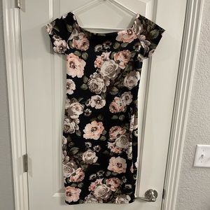 SNAP floral little black dress